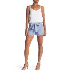 Parker Blue Striped Cotton Shorts Waist Tie Sz M NWT